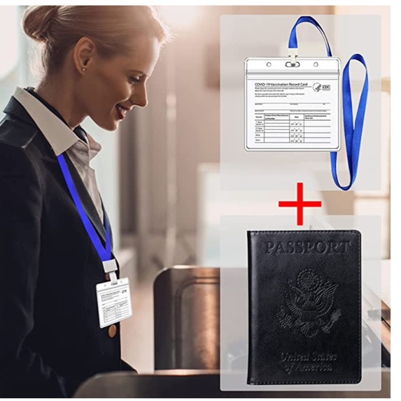 NEW Ultra Slim Passport and Vaccine Card Holder Combo Black - Picture 2 of 5